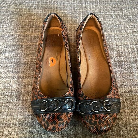 Softspots Leopard Braided Leather Flats 11M - Picture 5 of 6